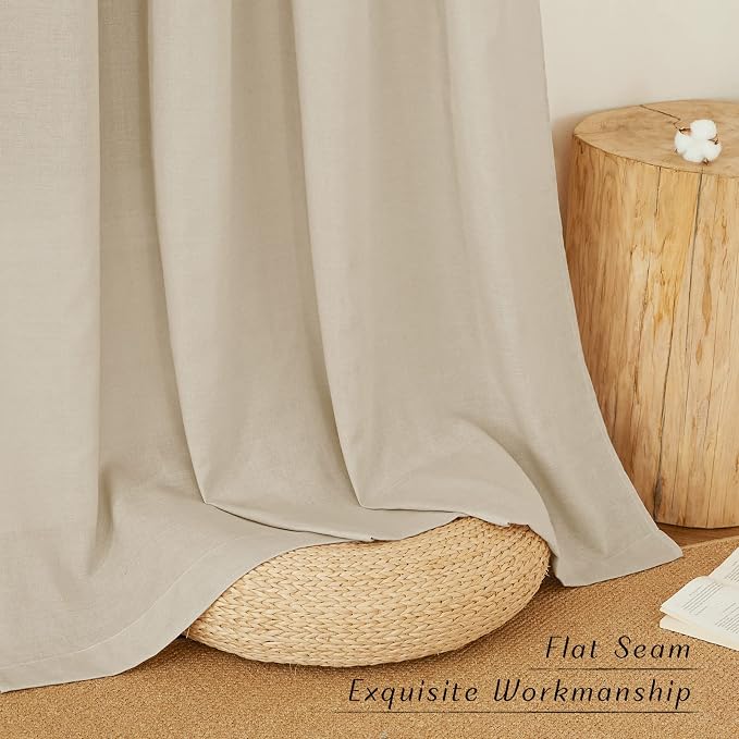NICETOWN Angora Linen Kitchen Curtains 36 inch Length, Decorative Thick Flax - Image 2