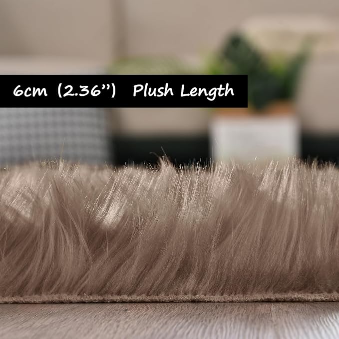 Goolela Circle Sheepskin Rug 5ft Round Fluffy Fuzzy Furry Carpet - Image 4
