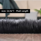 Goolela Black Fluffy Rug 4x6 Fuzzy Furry Shag Rug - Image 3