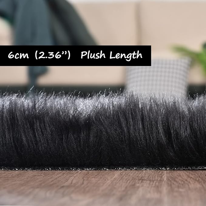 Goolela Black Sheepskin Rug 3x5 - Image 3