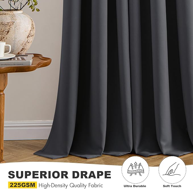 MIULEE Blackout Curtains for Bedroom 2 Panels 40 x 84 Inch Long Dark Grey | - Image 5