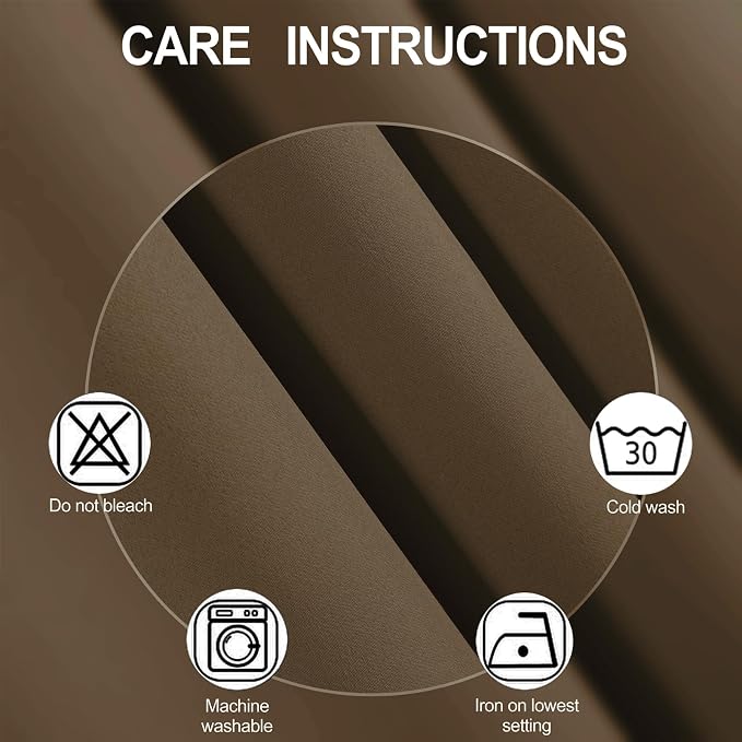 Brown Thermal Blackout Curtains/52 x 95 Inch/Set of 2 Panels Room Darkening - Image 4