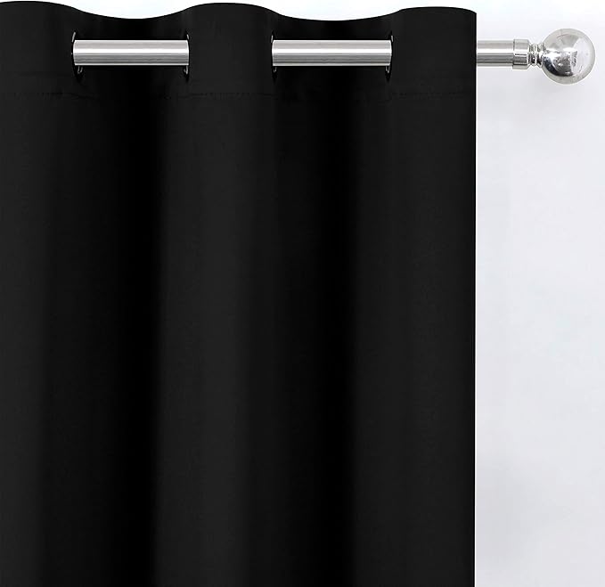 Black Thermal Blackout Curtains/52 x 95 Inch/Set of 2 Panels Room Darkening - Image 7