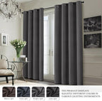 Yakamok Charcoal Grey 100% Blackout Curtains 63 Inches Long 50" Wide 2 Panel - Image 7