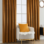 MIULEE Velvet Curtains 52x63 inches 2 Panels Gold Brown Blackout Curtains | - Image 7