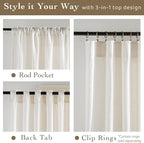 RYB HOME Linen Semi Sheer Curtains - Image 7
