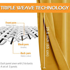 Blackout Curtains for Bedroom, 70 x 63 Inch Mustard Yellow 2 Panels | Thermal - Image 3