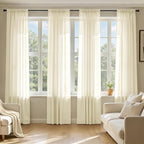 MIULEE Light Cream Sheer Curtains 90 Inches Long 4 Panels 42 x 90 Inches | by MIULEE