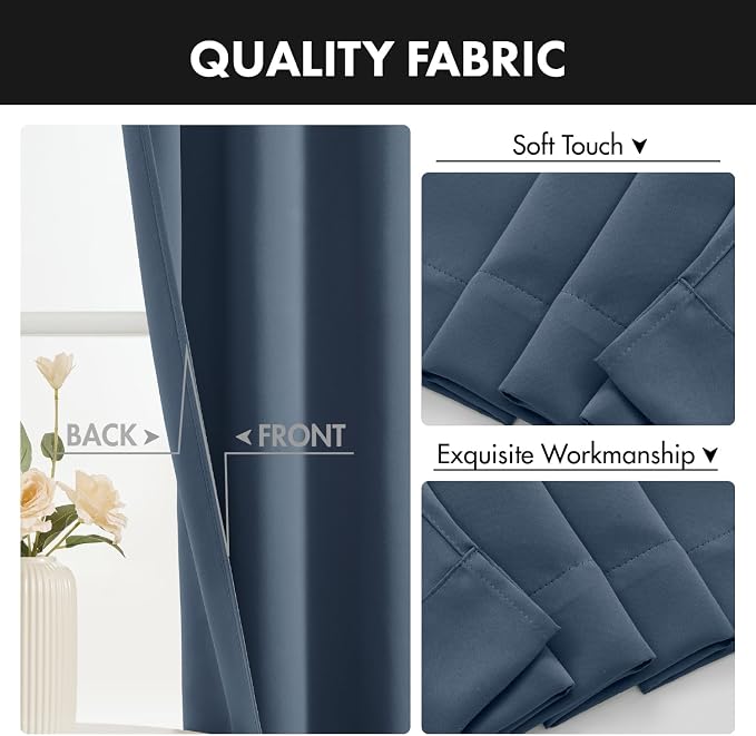 MIULEE 4-Panel 36 Inch Blackout Kitchen Tier Curtains Over Sink Stone Blue | - Image 8