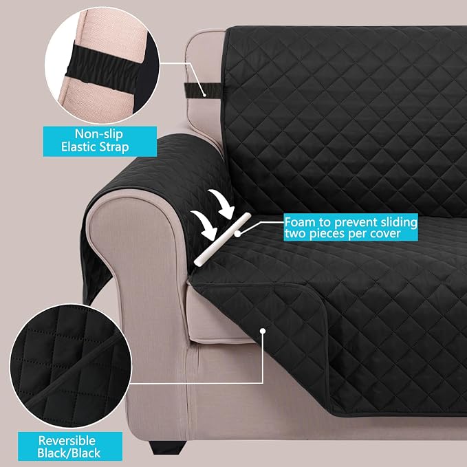 U-NICE HOME Reversible Oversized 28''Chair Covers, Pet Friendly, Elastic Straps - Image 3