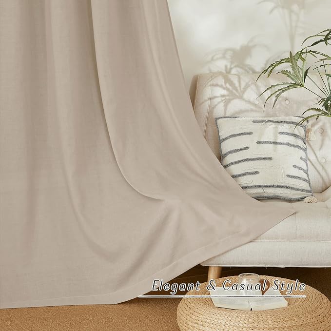 NICETOWN Thick Linen Blend Taupe Curtains 120 inches Long, Grommet Bedroom - Image 7