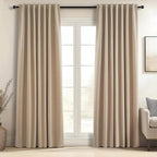 Topfinel Light Taupe Blackout Textured 90 Inch Long Linen Blend Curtain by Topfinel