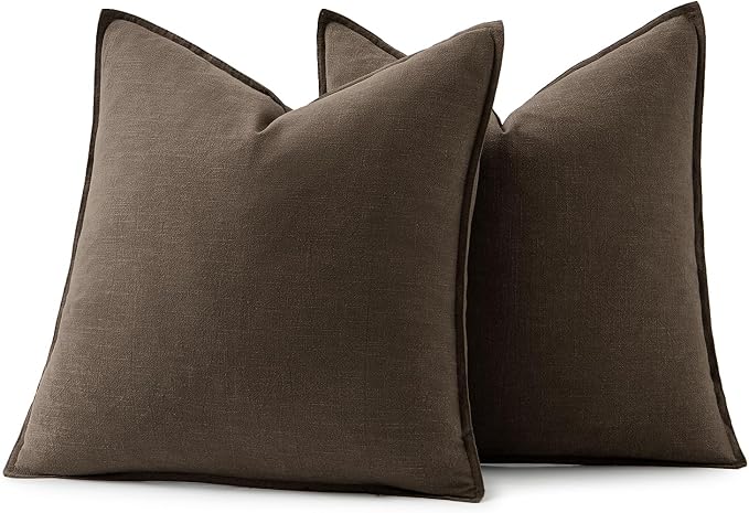 MIULEE Decorative Linen Pillow Covers 18x18 Inch Dark Coffee Chocolate | Boho - Image 6