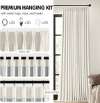 MIULEE Beige White Pinch Pleated 100% Blackout Linen Curtains 40x84 Inches | - Image 8