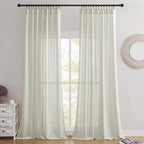 Joydeco Linen Curtains 108 Inch Length 2 Panel Sets, Light Filtering Curtains - Image 2