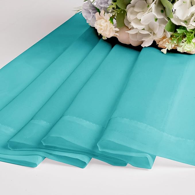 Chyhomenyc Sheer Curtains 63 Inch Length 2 Panels, Turquoise | Light Filtering - Image 2