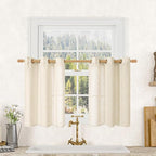 Short Window Linen Curtains 36 Inch Length 2 Panels, 34 x 36 Inch | Beige by LAMIT