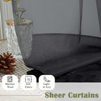Black Sheer Curtains 108 Inches Long 2 Panels Set, Extra Wide Airy Voile Sheer - Image 7