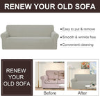 U-NICE HOME Oversized Stretch Couch Cover Slipcover, Taupe | 3 Cushion Sofa - Image 5