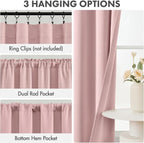 MIULEE 4 Panel Set Short Bedroom Blackout Curtains 54 Inch Long Light Pink | - Image 2