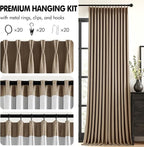 MIULEE Cafe Brown Pinch Pleated 100% Blackout Linen Curtains 40x108 Inches | - Image 8