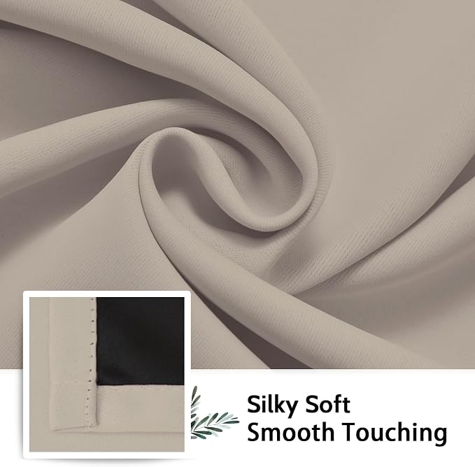 SimpleHome Natural 100% Blackout Curtains Room Darkening Living Room 45L | - Image 7