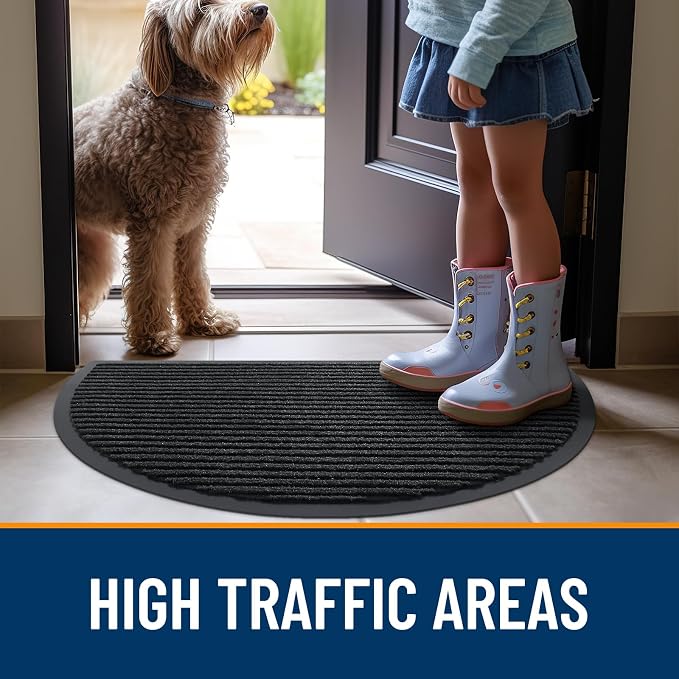 OLANLY Half Circle Front Door Mat 40x32, Waterproof Heavy-Duty Doormat | Black - Image 7