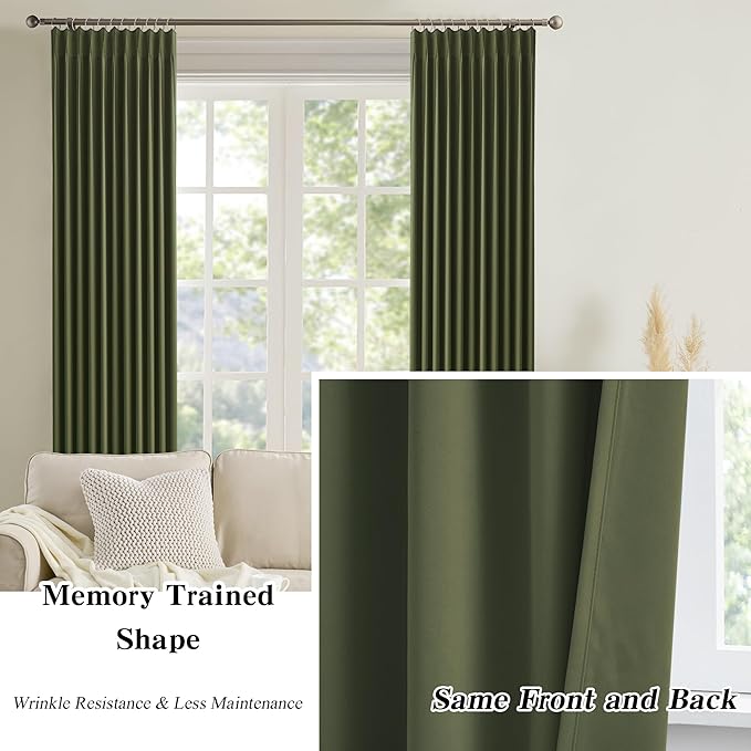 92 Inch Dark Olive Green Curtains - Image 5