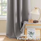 H.VERSAILTEX Insulated Thermal Blackout 72-Inch Long Grey Curtain Panels Pair - Image 8