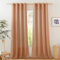 NICETOWN Linen Curtains 84 inch Length 2 Panels Burnt Orange, Grommet Privacy by NICETOWN