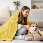 BEDELITE 3D Ribbed Light Yellow Fleece Throw Blanket - Image 7