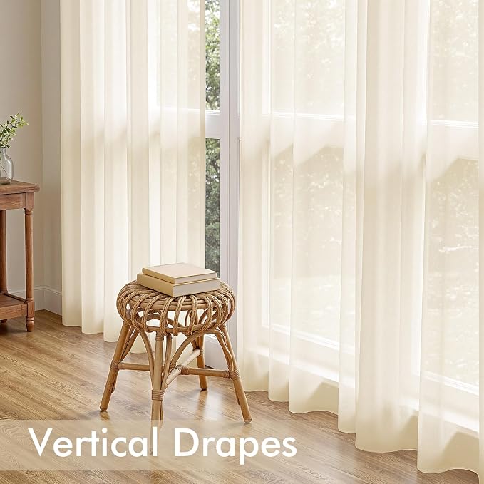 MIULEE Butter Cream Sheer Curtains 72 Inches Long 4 Panels 54 x 72 Inches | - Image 6