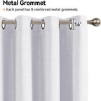 100% Blackout Linen Textured Curtains 80 Inch Long, Bright White | 100% - Image 5