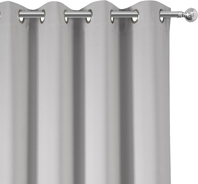 Blackout Curtains 66 x 84 inch/Light Grey Curtains Set of 2 Panels/Thermal - Image 7