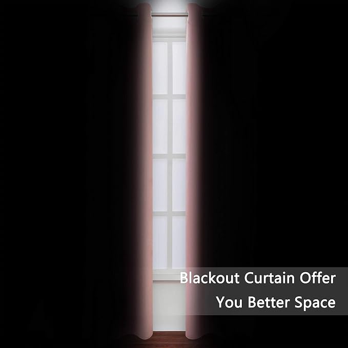 Blackout Curtains 52 x 120 Inch Long Pink Curtains Set of 2 Panels Room - Image 3