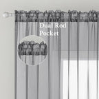 MIULEE Charcoal Grey Sheer Curtains 54 X 63 Inches, 2 Panels | Solid Color - Image 2