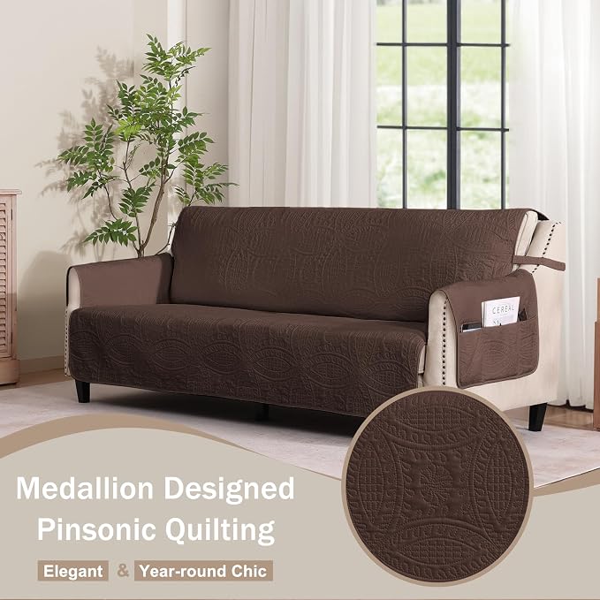 Water Repellent Loveseat Cover for 2 Cushion Couch, Machine Washable Love Seat - Image 8