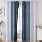 Navy Blue and Greyish White Blackout Curtains - Image 2