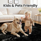 6x9 Fluffy Shag Area Rugs for Living Room Bedroom: Soft Plush Carpet Black | - Image 4