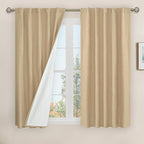 Natural 100% Blackout Linen Curtains 54 Inches by LAMIT