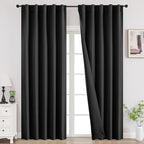Joydeco Black Blackout Curtains 96 Inches, Thermal Insulated Long Curtains 2 by JOYDECO