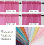 Hot Pink Kitchen Curtains 30 Inch Length Tier 2 PCS, Solid Soft Airy Half - Image 5