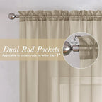 Taupe Sheer Curtains 84 Inches Long 2 Panels, Light Filtering Solid Voile Sheer - Image 2