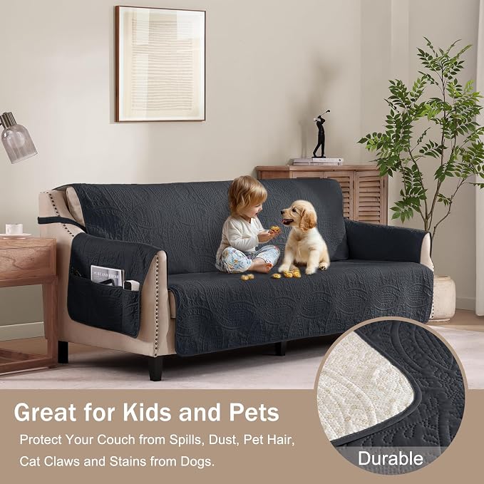 Soft Quilted Couch Cover with Pockets - Image 8
