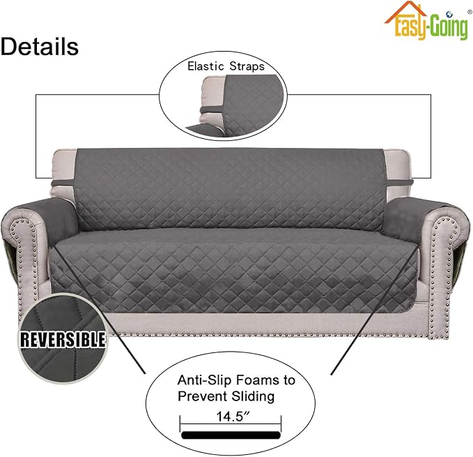 Easy-Going Reversible Couch Cover, 4 Seater Sofa, XX-Large Sofa, Water - Image 3