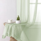 Light Green Sheer Curtains 63 Inch Length 2 Panels Set, Elegant Voile Curtains - Image 7