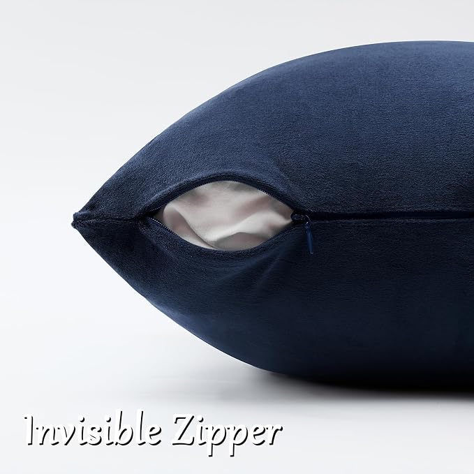 GIGIZAZA Navy Velvet Pillow Covers 12x20 Decorative Pillows Pack of 2 | Lumbar - Image 4