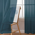 Simplebrand Dusty Blue Sheer Curtains 63 Inch Length 2 Panels, Rod Pocket Solid - Image 4