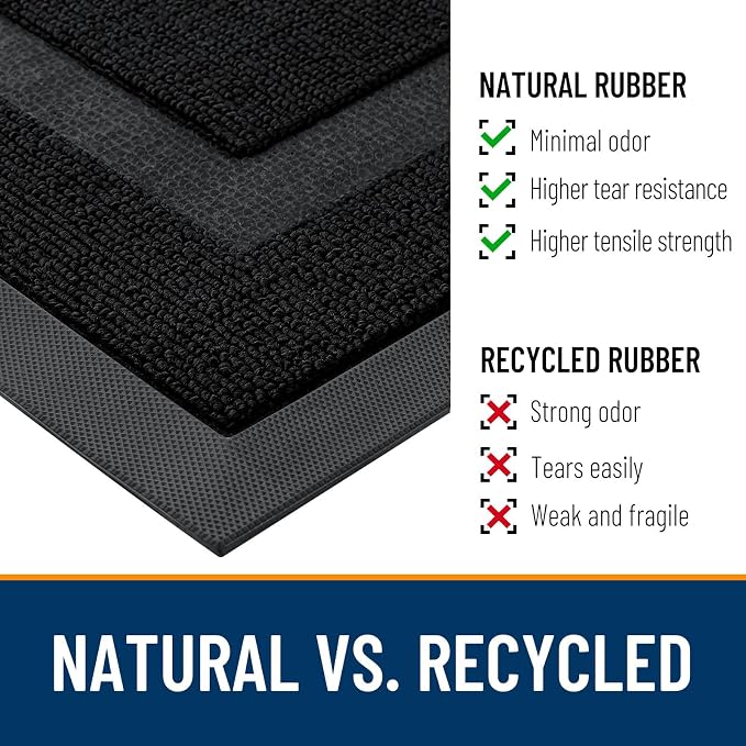 OLANLY Half Circle Front Door Mat Outside 71x23 All-Season Rubber Doormat | Jet - Image 3