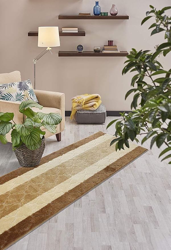 Custom Length Hallway Runner Rug, Slip Resistant, Trellis Beige, 26 Inch X 7 - Image 4